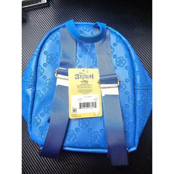 Disney Lilo Stitch Women's Mini Backpack Blue Floral Pattern - Picture 6 of 8